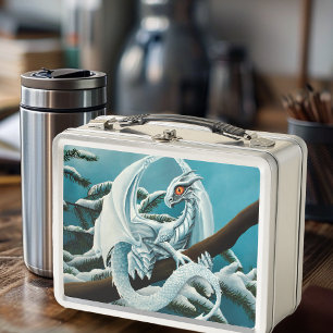 Baby White Winter Dragon Metal Lunch Box