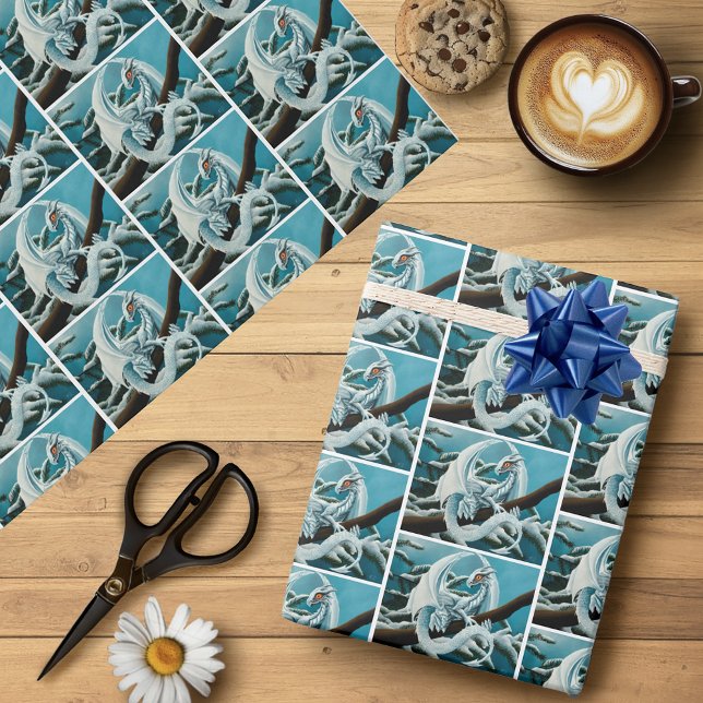Baby White Winter Dragon Wrapping Paper (Creator Uploaded)