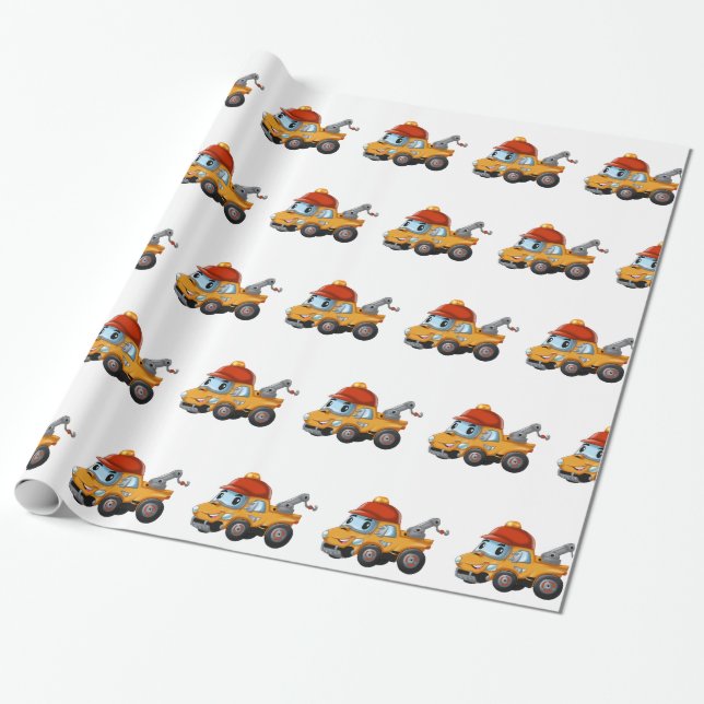 Baby winch truck for kids wrapping paper (Unrolled)