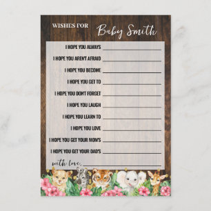 Baby Wishes Rustic Pink Safari Shower Game Card