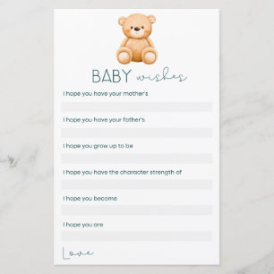 Baby Wishes   Teddy Bear Baby Boy Shower Games
