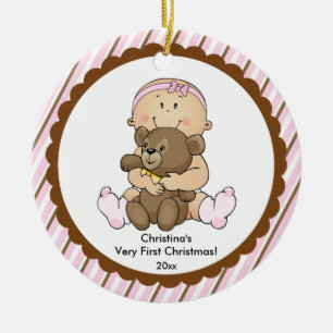 Baby with Bear Baby's First Christmas Ornament