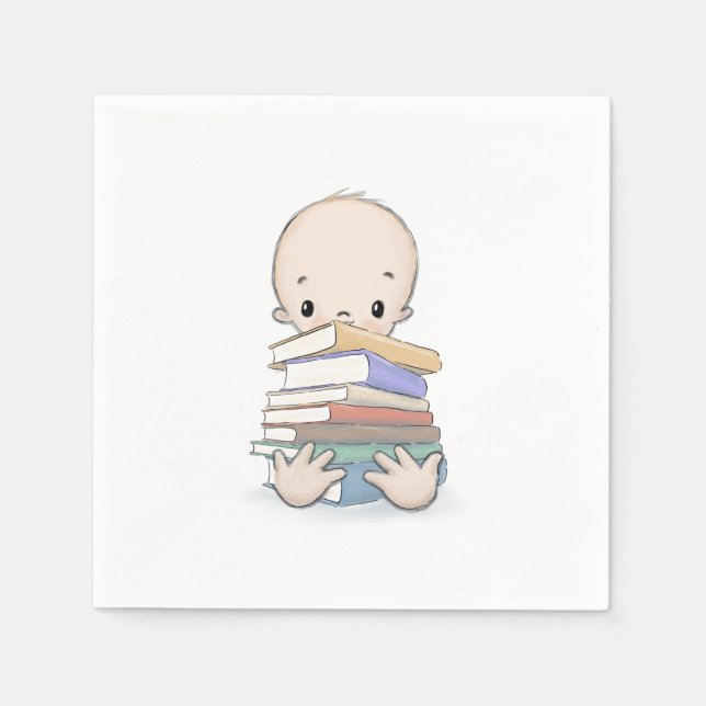 Baby With Books Teacher Shower  Napkin (Front)