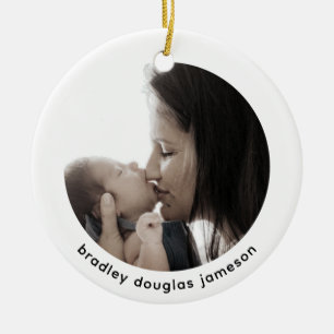 Baby with Mum Photo 1st Christmas Ceramic Ornament