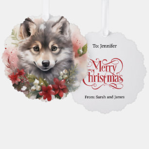 Baby Wolf Cub Gift Tag Christmas Tree Tree Decoration Card
