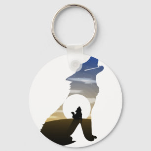 Baby wolf moon key ring