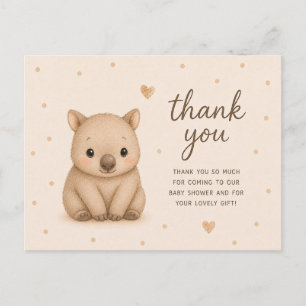 Baby Wombat Baby Shower Thank You Postcard