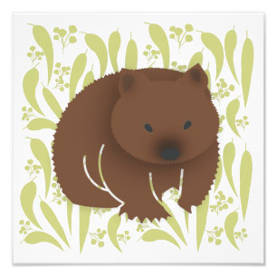 Baby Wombat on Olive Photo Print