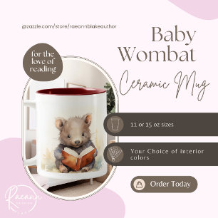 Baby Wombat Reader Ceramic Mug