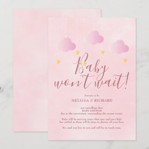 Baby Wont Wait Pink Baby Girl Baby Shower Invitation