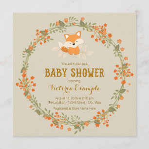Baby Woodland Fox Baby Shower Invitation