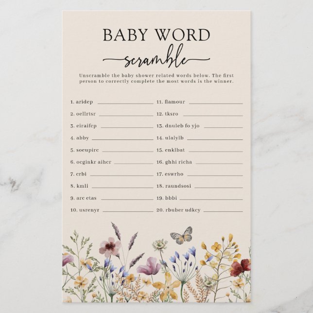 Baby Word Scramble (Front)