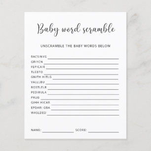 Baby Word Scramble   Baby Shower Game