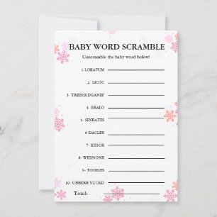 Baby word scramble baby shower game Card