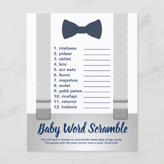 Baby Word Scramble, Baby Shower Game Flyer (Front)