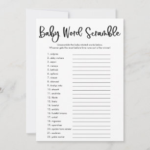 Baby word scramble baby shower game simple modern invitation
