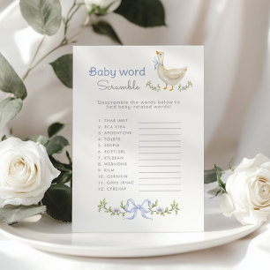 Baby word Scramble Blue Goose baby shower game