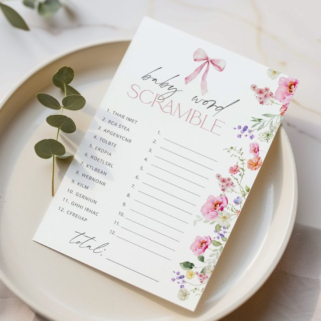 Baby word Scramble Bow Floral baby shower game (Creator Uploaded)