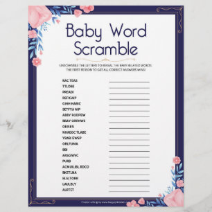 Baby Word Scramble [Floral Frame] Custom Letterhead