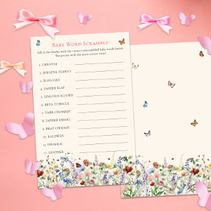 Baby Word Scramble Game   Floral & Butterflies