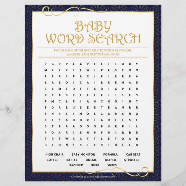 Baby Word Scramble [Golden Blue] Custom Letterhead (Front)