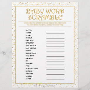 Baby Word Scramble [Golden Sparkles] Custom Letterhead