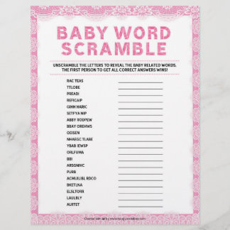Baby Word Scramble [Luxury Lace [Pink]] Custom Letterhead