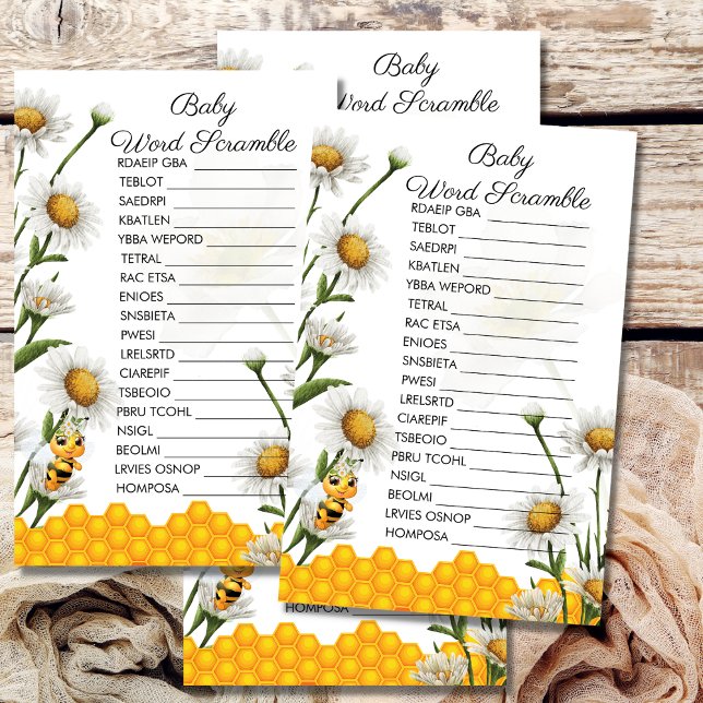 Baby Word Scramble Mama To Bee Themed Honeycomb (Creator Uploaded)