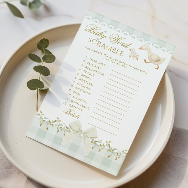 Baby Word Scramble Silly Goose Sage Baby Shower (Creator Uploaded)