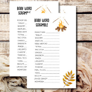 Baby word scramble Smore fun baby shower theme