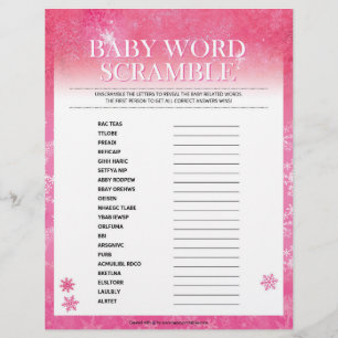Baby Word Scramble [Snowy Pink] Custom Letterhead