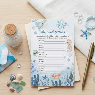 Baby word Scramble Under the Sea Whale Baby shower