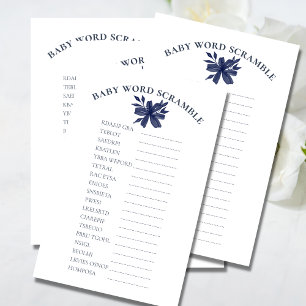 Baby Word Scramble Watercolor Navy Blue Floral