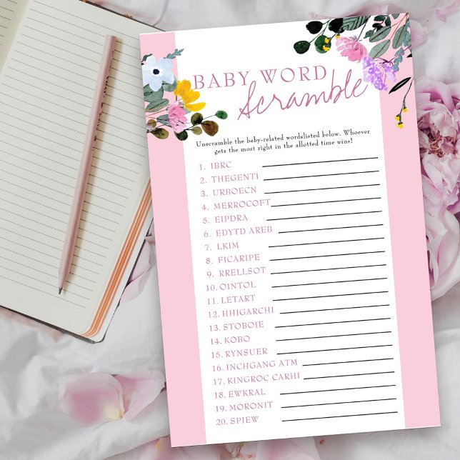 Baby Word Scramble Wildflower Baby Shower Game (Baby Word Scramble anagram game card from my Wildflower Lawn Collection.
)