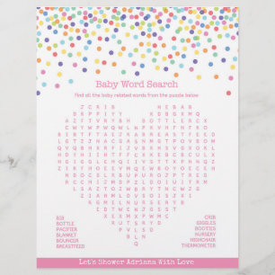Baby Word Search Confetti Baby Shower Game