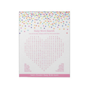 Baby Word Search Confetti Baby Shower Game Notepad