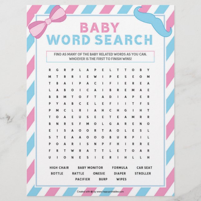 Baby Word Search [Gender Surprise] Custom Letterhead (Front)