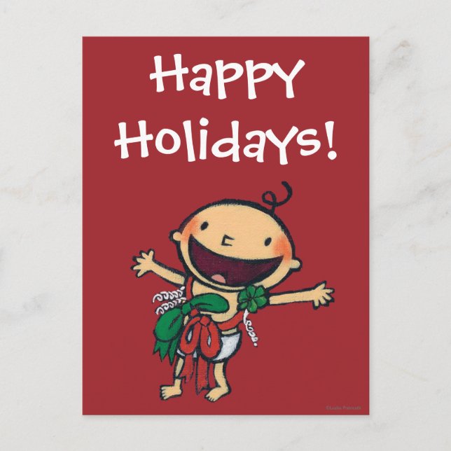 Baby Wrapped in Bows for Christmas Holiday Postcard (Front)