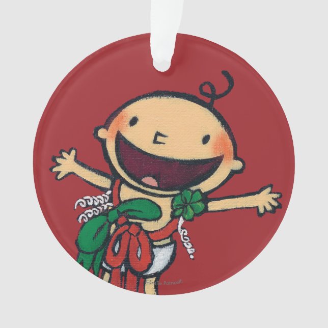 Baby Wrapped in Bows for Christmas Ornament (Front)