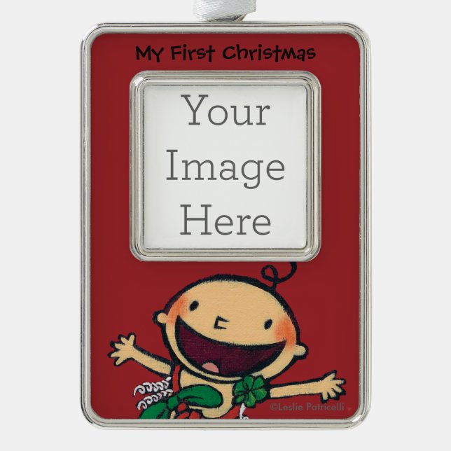 Baby Wrapped in Bows for Christmas Silver Plated Framed Ornament (Front)