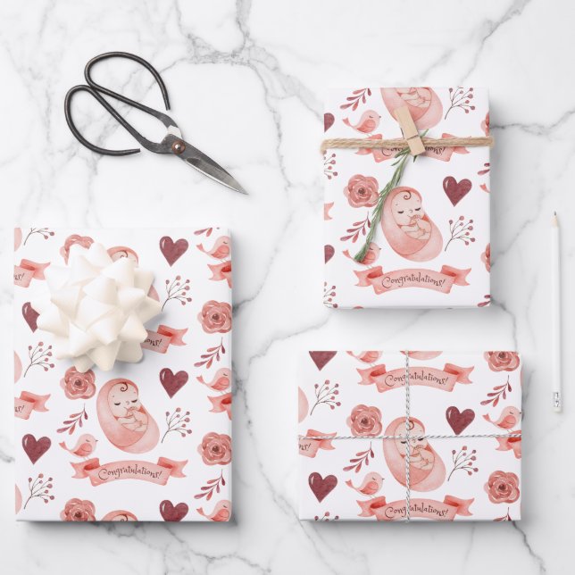 Baby Wrapping Paper Flat Sheet Set of 3 (Front)