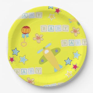 Baby Yellow Aeroplane Paper Plates