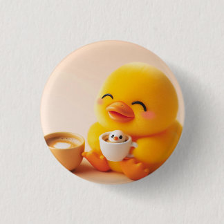 baby yellow duck 3 cm round badge
