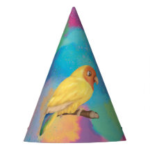 Baby yellow Parrot Wild One with space bird Party Hat
