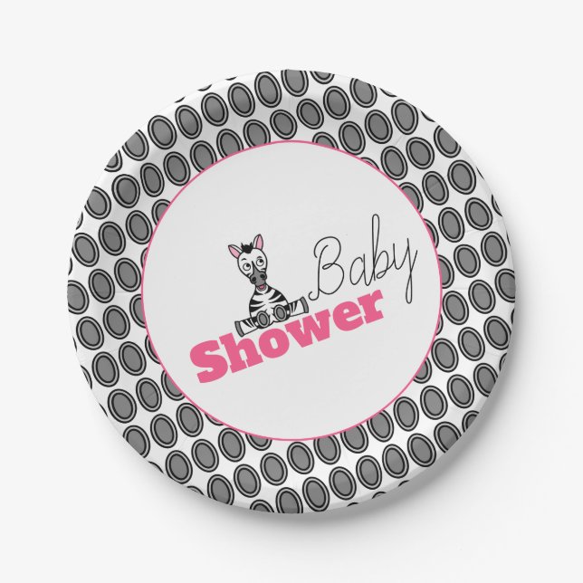 Baby Zebra, Baby Shower Paper Plate (Front)