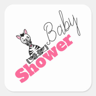 Baby Zebra, Baby Shower Square Sticker