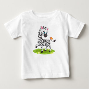 Baby Zebra Drawing Playing with Butterfly T-Shirt