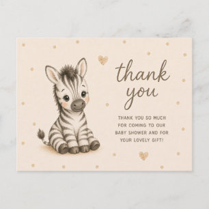 Baby Zebra Foal Baby Shower Thank You Postcard