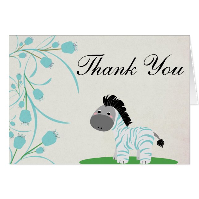 Baby Zebra Folded Thank You Card (Front Horizontal)