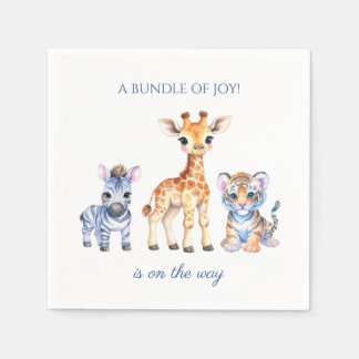 Baby Zebra Giraffe and Tiger Napkin
